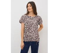 T-Shirt CECIL, Damen, Gr. S (38), rot (mulberry rot), Web, 100% Baumwolle, gemustert, normal normal, U-Boot-Ausschnitt, Umschlagbund, Shirts T-Shirt, mit Raffungen an den Schultern (81786057-S) mulber