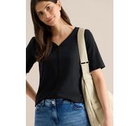 Cecil Damen Kurzarm T-Shirt im Tunika-Look in Schwarz, Gr: S