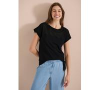 Cecil Damen T-Shirt mit Boatneck und Mesh-Einsatz in Schwarz, Gr: S