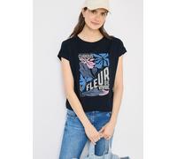 T-Shirt CECIL, Damen, Gr. S (38), universal blau, Jersey, Obermaterial: 48% Baumwolle, 48% Modal, 4% Elasthan, bedruckt, normal hüftbedeckend, Rundhals, abgesteppte Kante, Shirts T-Shirt, Sommershirt