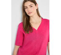 T-Shirt CECIL, Damen, Gr. XL (44), beetroot pink, Jersey, 50% Modal, 50% Baumwolle, unifarben, comfort fit hüftlang, V-Ausschnitt, normaler Saum, Shirts T-Shirt, in Unifarbe (70168344-XL) beetroot pin