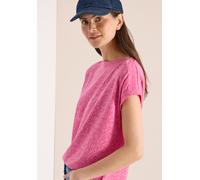 T-Shirt CECIL, Damen, Gr. XL (44), beetroot pink melange, Web, 60% Baumwolle, 40% Polyester, unifarben, comfort fit normal, U-Boot-Ausschnitt, abgesteppt, Shirts T-Shirt, im soften Baumwoll-Mix (77472