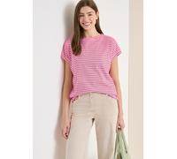 T-Shirt CECIL, Damen, Gr. XL (44), beetroot pink, Web, 100% Baumwolle, gestreift, normal normal, U-Boot-Ausschnitt, Bündchen, Shirts T-Shirt, aus reiner Baumwolle (74362125-XL) beetroot pink