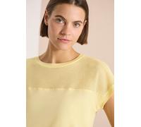 T-Shirt CECIL, Damen, Gr. XL (44), buttermilk gelb, Jersey, Obermaterial: 50% Baumwolle, 50% Modal, normal hüftbedeckend, U-Boot-Ausschnitt, angeschnitten, Shirts T-Shirt, Sommerliche Leichtigkeit dur