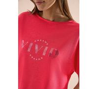 T-Shirt CECIL, Damen, Gr. XL (44), fresh rot, Stoff, 55% Polyester, 45% Viskose, unifarben, comfort fit normal, Bündchen, Shirts T-Shirt, Jersey (44126025-XL) fresh rot