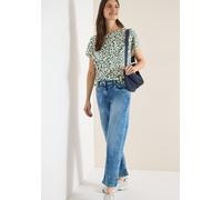 Cecil Damen Shirt im Leinen-Look mit Leo-Print in Beige, Gr: XL