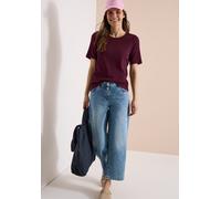 T-Shirt CECIL, Damen, Gr. XL (44), sweet grape rot, Web, 95% Baumwolle, 5% Elasthan, unifarben, comfort fit normal, Rundhals, abgesteppt, Shirts T-Shirt, mit Rundhalsausschnitt (52344138-XL) sweet gra