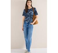Cecil Damen Kurzarm T-Shirt mit Patchwork Print in Blau, Gr: XL