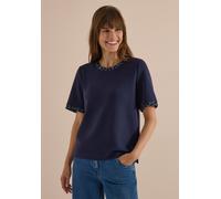 T-Shirt CECIL, Damen, Gr. XL (44), urban dunkelblau, Stoff, 47% Modal, 45% Polyester, 8% Elasthan, comfort fit normal, Rundhals, Bündchen, Shirts T-Shirt, aus elastischem Materialmix (15534960-XL) urb
