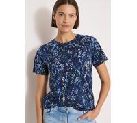 T-Shirt CECIL, Damen, Gr. XL (44), urban dunkelblau, Web, 100% Baumwolle, gemustert, normal normal, Rundhals, abgesteppt, Shirts T-Shirt, aus reiner Baumwolle (88530931-XL) urban dunkelblau