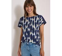 Cecil Damen T-Shirt mit Strukturmix und Print in Blau, Gr: XL