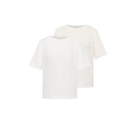 Cecil Damen T-Shirts mit Streifen im 2er-Pack in Multicolour|Beige|Weiß, Gr: XL