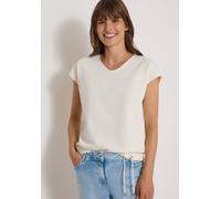 Cecil - T-Shirt mit Waffelstruktur weiß - Gr. - XL