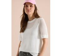 T-Shirt CECIL, Damen, Gr. XL (44), weiß (vanilleweiß), Web, 98% Baumwolle, 2% Elasthan, unifarben, comfort fit normal, Rundhals, Bündchen, Shirts T-Shirt, mit Rundhalsausschnitt (76774223-XL) vanillew