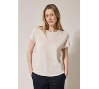 T-Shirt CECIL, Damen, Gr. XS (36), beige (light beige), Jersey, Obermaterial: 60% Viskose, 40% Polyester, unifarben, gerade hüftbedeckend, Rundhals, Shirts T-Shirt, in Struktur-Optik und mit Knopf-Det