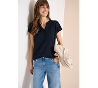 Cecil Damen-Shirt Split Neck Tunika-Look – Blau – Größe XS