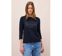 T-Shirt CECIL, Damen, Gr. XS (36), blau (urban dunkelblau), Stoff, 50% Modal, 50% Baumwolle, unifarben, normal normal, Rundhals, abgesteppt, Shirts T-Shirt, im soften Baumwoll-Mix (41601436-XS) urban