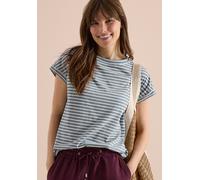Cecil Damen Kurzarm T-Shirt mit elastischem Saum in Blau, Gr: XS