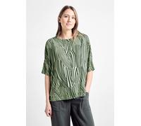 T-Shirt CECIL, Damen, Gr. XS (36), grün (cool khaki), Stoff, 100% Polyester, gemustert, gerade hüftlang, Rundhals, Bündchen, Shirts T-Shirt, mit U-Boot-Ausschnitt (72651214-XS) cool khaki