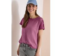 T-Shirt CECIL, Damen, Gr. XS (36), sweet grape rot, Web, 100% Baumwolle, meliert, comfort fit normal, U-Boot-Ausschnitt, normaler Saum, Shirts T-Shirt, mit U-Boot-Ausschnitt (37235752-XS) sweet grape 