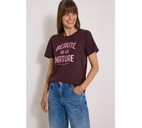 CECIL - T-Shirt mit Rundhals und Wording berry red - Gr. - XXL