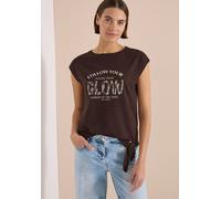 Cecil Damen Dropped Shoulder Shirt mit Knotendetail in Braun, Gr: XXL