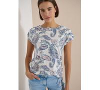 Cecil Damen Kurzarm Shirt mit Boat Neck und Raffung in Weiß, Gr: XXL