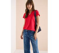 T-Shirt CECIL, Damen, Gr. XXL (46), glazed apple rot, Web, 50% Baumwolle, 50% Modal, unifarben, comfort fit normal, V-Ausschnitt, abgesteppt, Shirts T-Shirt, Jersey (16991665-XXL) glazed apple rot