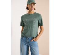 Cecil Damen T-Shirt Leinen-Optik mit Print Grün XXL