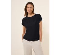 T-Shirt CECIL, Damen, Gr. XXL (46), schwarz, Stoff, 55% Polyester, 45% Viskose, unifarben, normal normal, U-Boot-Ausschnitt, abgesteppt, Shirts T-Shirt, Basic (66078902-XXL) schwarz