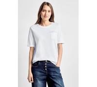 T-Shirt CECIL, Damen, Gr. XXL (46), weiß (vanilleweiß), Web, Vorderseite: 50% Modal, 50% Baumwolle, Rückseite: 100% Baumwolle, unifarben, gerade hüftlang, Rundhals, Bündchen, Shirts T-Shirt, aus softe