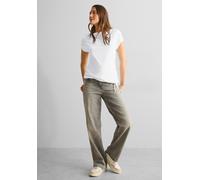 T-Shirt CECIL, Damen, Gr. XXL (46), weiß, Web, 50% Baumwolle, 50% Modal, unifarben, Basic, comfort fit normal, U-Boot-Ausschnitt, Bündchen, Shirts T-Shirt, mit Tunnelzug am Saum (45828667-XXL) weiß