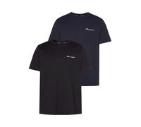 T-Shirt CHAMPION, Herren, Gr. M (48), blau (marine, schwarz), Obermaterial: 100% Baumwolle, Basic hüftlang, Rundhals, Shirts T-Shirt, 2er-Pack, mit Rundhalsausschnitt, Kurzarm-Design, aus Baumwolle, T