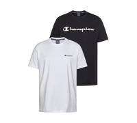 T-Shirt CHAMPION, Herren, Gr. XL, schwarz-weiß (schwarz, weiß), Obermaterial: 100% Baumwolle, Basic hüftlang, Rundhals, Shirts T-Shirt, 2er-Pack, mit Rundhalsausschnitt, aus Baumwolle, Kurzarm (142097