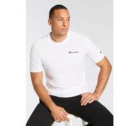 T-Shirt CHAMPION "ICONS CONTRAST SS Tee", Jungen, Gr. S (44/46), weiß (wht, ns), Obermaterial: 100% Baumwolle, Rundhals, Shirts T-Shirt, sportlicher Schnitt, Kurzarm, für sportliche Aktivitäten (59340