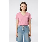 T-Shirt CHAMPION "ICONS CONTRAST V-Neck T-Shirt", Damen, Gr. M (40), rosa (csr), Obermaterial: 100% Baumwolle, Rundhals, Shirts T-Shirt, sportlicher Stil, mit Rundhalsausschnitt, Kurzarmdesign, aus Ba