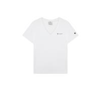 T-Shirt CHAMPION "ICONS CONTRAST V-Neck T-Shirt", Damen, Gr. XS (36), wht, Obermaterial: 100% Baumwolle, Rundhals, Shirts T-Shirt, sportlicher Stil, für sportliche Aktivitäten, Kurzarmdesign (54301165