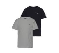 Champion Jungen Legacy Basics B 2-Pack Crewneck T-Shirt, Schwarz/Hellgrau Melange, 13-14 Jahre EU