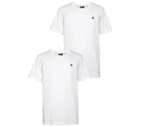 T-Shirt CHAMPION, Jungen, Gr. XL (164/170), weiß (wht, wht), Jersey, Obermaterial: 100% Baumwolle, schmal normal, Rundhals, abgesteppt, Shirts T-Shirt, 2er-Pack, Kurzarm, mit Rundhalsausschnitt, aus B