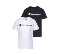 T-Shirt CHAMPION, Jungen, Gr. XXL (176), schwarz-weiß (schwarz, weiß), Obermaterial: 100% Baumwolle, Rundhals, Shirts T-Shirt, mit 2-Stk.-Packung, Kurzarm (85649456-XXL) schwarz, weiß