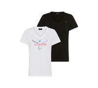 T-Shirt CHIEMSEE, Damen, Gr. S (32/34), weiß (weiß, schwarz), Obermaterial: 100% Baumwolle, Shirts T-Shirt (64448522-S) weiß, schwarz