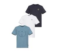T-Shirt CHIEMSEE "für Kinder im 3er Pack", Mädchen, Gr. 134, blau (md blau, wht), Single Jersey, Obermaterial: 100% Baumwolle, Rundhals, Shirts T-Shirt (49167757-134) md blau, wht