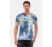 T-Shirt CIPO & BAXX, Herren, Gr. M, blau, Jersey, Obermaterial: 95% Baumwolle, 5% Elasthan, bedruckt, regular fit normal, V-Ausschnitt, Shirts T-Shirt (19335349-M) blau