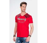 T-Shirt CIPO & BAXX "Herren T-Shirt mit Foil-Print", Herren, Gr. L, rot, 95% Baumwolle, 5% Elasthan, bedruckt, slim fit, Shirts T-Shirt, mit Foil-Print, CT-377 (62220400-L) rot