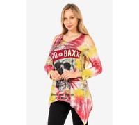 T-Shirt CIPO & BAXX "LONG SLEEVE T-SHIRT", Damen, Gr. L, rot (burgundy), 100% Baumwolle, bedruckt, Basic, regular fit, Rundhals, Shirts T-Shirt, zusätzlich mit kleinen, glitzernden Steinchen besetzt (