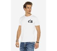 T-Shirt CIPO & BAXX "Markenschriftzug", Herren, Gr. XXL, weiß, 95% Baumwolle, 5% Elasthan, bedruckt, regular fit, Rundhals, Shirts T-Shirt, Cooles Motiv als Eyecatcher (30657451-XXL) weiß