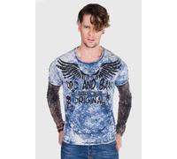 T-Shirt CIPO & BAXX "Sweatshirt", Herren, Gr. XL, lila (indigo), 95% Baumwolle, 5% Elasthan, bedruckt, regular fit, Shirts T-Shirt, im lässigen Look (98766128-XL) indigo