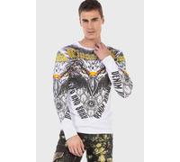 T-Shirt CIPO & BAXX "Sweatshirts", Damen, Gr. L, weiß, 95% Baumwolle, 5% Elasthan, bedruckt, regular fit, Rundhals, Shirts T-Shirt, mit Adler-Frontprint (58999548-L) weiß