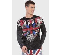Cipo & Baxx Herren Langarmshirt Longsleeve Print Farbig Batik Sweatshirt Shirt CL485 Schwarz M