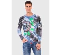 T-Shirt CIPO & BAXX "Sweatshirts", Herren, Gr. S, blau, 95% Baumwolle, 5% Elasthan, bedruckt, regular fit, Shirts T-Shirt, mit trendigem Print (74921707-S) blau
